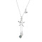 925 Sterling Silver Pave Sky Blue Cubic Zirconia and Freshwater Pearl Starfish Pendant Necklaces for Women, Silver, 15.75 inch(40cm)