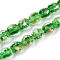 Handmade Lampwork Beads, Gold Foil Glass Beads, Barrel, Lime Green, 10~11x9~10mm, Hole: 1.5mm, about 50pcs/strand, 19.69''(50cm)