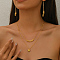 Brass Heart Double-layer Necklaces & Earrings Sets for Women, Golden