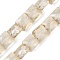 Electroplate Glass Beads Strands, Pearl Luster Plated, Faceted, Square, Old Lace, 8x8x5.5mm, Hole: 0.8mm, about 49pcs/strand, 15.55 inch(39.5cm)