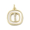 Rack Plating Brass Micro Pave Clear Cubic Zirconia Pendants, with Shell, Cadmium Free & Lead Free, Long-Lasting Plated, Real 18K Gold Plated, with Jump Ring, Letter I, 17.5x15x2.5mm, Hole: 3mm