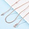 Brass Link Chain Necklaces for Women, With 304 Stainless Steel Lobster Clasp, Rack Plating, Lead Free & Cadmium Free, Long-Lasting Plated, Rose Gold, 17.76x0.08 inch(45.1x0.2cm)