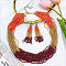 Bohemian Style Acrylic Seed Beaded Multilayer Necklaces & Tassel Dangle Earrings Sets, Dark Red, 600mm
