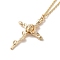 304 Stainless Steel Cross with Flower Pendant Necklaces for Women, Golden, 17.91 inch(45.5cm).