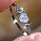 Alloy Finger Rings, with Brass Micro Pave Cubic Zirconia and Opal Finding, Heart, US Size 8(18.1mm)