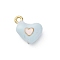 Alloy Enamel Charms, Heart Charm, Golden, Light Blue, 11.5x11.5x4.5mm, Hole: 1.6mm