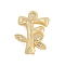 Brass Crystal Rhinestone Letter Links Connector Charms, Real 18K Gold Plated, Letter F, 15x11x4mm, Hole: 1.2mm and 1.5mm
