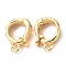 Brass Fold Over Clasps, with Loop, Real 18K Gold Plated, 10x7x2.5mm, Hole: 1.2mm