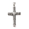 316 Surgical Stainless Steel Big Pendants, Cross Charms, Antique Silver, 59x32x6mm, Hole: 8.5x4mm