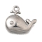 Ocean Series 304 Stainless Steel Charms, Anti-Tarnish, Whale, 11.5x13x3.5mm, Hole: 1.2mm