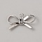 Brass Pendants, Bowknot Charm, Platinum, 10x15.5x2mm, Hole: 1.8mm