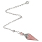 Natural Strawberry Quartz & Resin Hexagonal Pointed Dowsing Pendulums, Cone, Antique Silver, 250mm