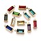 304 Stainless Steel Glass Charms, Rectangle, Real 18K Gold Plated, Faceted, Ion Plating(IP), Mixed Color, 10x4x2.5~3mm, Hole: 1.2mm