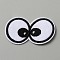 Cartoon Style Double Eye Embroidered Cloth Patches, Applique Patch, Sewing Craft Decoration, White, 37x60x1mm