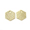 Brass Charms, Hexagon Charms, Real 24K Gold Plated, 9x8x0.6mm, Hole: 1.2mm