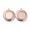 Brass Locket Pendants, Photo Frame Charms for Necklaces, Long-Lasting Plated, Lead Free & Cadmium Free, Flat Round, Rose Gold, 35.5x32.5x6mm, Hole: 2.1mm, Inner Diameter: 20mm