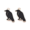 Halloween Theme Alloy Enamel Pendants, Cadmium Free & Lead Free, Light Gold, Bird, 24x17x1.5mm, Hole: 1.8mm