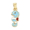 Brass Micro Pave Cubic Zirconia Pendants, with Enamel, Sea Horse Charms, Long-Lasting Plated, Cadmium Free & Lead Free, Real 18K Gold Plated, 21.5x9x2mm, Hole: 4x3mm