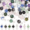 80Pcs 8 Styles Natural Mixed Gemstone Connector Charms, with Stainless Steel Color Tone 304 Stainless Steel Loops, Round Links, 14x6mm, Hole: 2.2mm, 10pcs/style