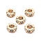 Brass Micro Pave Clear Cubic Zirconia Beads, Long-Lasting Plated, Rack Plating, Flat Round with Heart, Light Gold, 7.5x4mm, Hole: 4mm