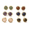 Natural Mixed Gemstone Stud Earrings, with 304 Stainless Steel Earring Findings, Flat Round, 9~10mm