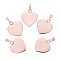 Ion Plating(IP) Fashionable 304 Stainless Steel Stamping Blank Tag Pendants, Heart, Rose Gold, 23~25x22x4mm, Hole: 3x6mm