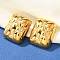 304 Stainless Steel Stud Earrings, Real 18K Gold Plated, Rectangle, 25.5x20.5mm