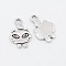 Tibetan Style Alloy Pendants, Lead Free & Cadmium Free, Cat Head Shape, Antique Silver, 18.5x12.5x2mm, Hole: 3mm