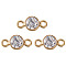 Brass Pave Cubic Zirconia Connector Charms, Flat Round, Real 14K Gold Plated, Clear, 8x4.5x2.5mm, Hole: 0.9mm
