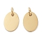 304 Stainless Steel Stamping Blank Tag Pendants, with Jump Ring, Oval Charm, Real 14K Gold Plated, 11x8x1.3mm, Hole: 3mm