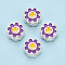 925 Sterling Silver Enamel Beads, Smiling Face Flower, Silver Color Plated, Dark Orchid, 6x6x3mm, Hole: 1.2~1.4mm