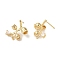 Brass with Clear Cubic Zirconia Stud Earring Findings, Cadmium Free & Nickel Free & Lead Free, Flower, Real 14K Gold Plated, 19.5x15.5mm, Hole: 1.4mm, Pin: 0.5x14mm