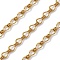304 Stainless Steel Teardrop Link Chains, Ion Plating(IP), Unwelded, with Spool, Real 18K Gold Plated, 9x5x3mm