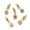 Star 304 Stainless Steel Rhinestone Pendants Decoration, with Lobster Claw Clasps, Ion Plating(IP), Real 14K Gold Plated, Mixed Color, 11x7.5x2mm