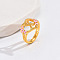 Heart & Flower Brass Pearl Pink Enamel Adjustable Finger Rings, Golden, Letter X, 14mm, Inner Diameter: 17mm