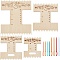 Wood Crochet Blocking Board, with Iron Knitting Loom Hook, Plastic Sewing Needles, Letter I, 10~18x8~15x0.3cm, 4pcs/set