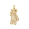 Brass Micro Pave Cubic Zirconia Pendants, Cadmium Free & Nickel Free & Lead Free, Real 18K Gold Plated, Bear, Clear, 28x15x6mm, Hole: 6x3.5mm