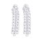 Brass Micro Pave Cubic Zirconia Stud Earrings, Rectangle, Platinum, 68x13.5mm