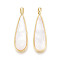 Natural White Shell Pendants, Teardrop Charms, with Brass Settings, Golden, 40~40.5x11.5x3.5~4.5mm, Hole: 5x4mm