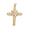 Brass Micro Pave Clear Cubic Zirconia Pendants, Real 18K Gold Plated, Cross, Butterfly, 36x26~26.5x3~4mm, Hole: 4x3.5mm
