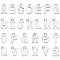 Brass Charms, Alphabet, Platinum, Letter A~Z, 8~8.5x4~6x1.5mm, Hole: 0.8mm, 26pcs/box