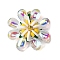 Glass & Polymer Clay Pendants, Flower, with 304 Stainless Steel Jump Rings, Real 18K Gold Plated, Clear AB, 26x10mm