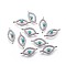 Brass Links, with Enamel and Micro Pave Cubic Zirconia, Long-Lasting Plated, Eye, Turquoise, Real Platinum Plated, 7x17x2mm, Hole: 1mm