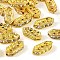Brass Crystal Rhinestone Spacer Bars, 2-Hole, Hexagon, Golden, 11x2.5x4.5mm, Hole: 0.9mm