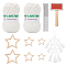 Star Macrame Tassel Decoration DIY Kits, 2 Skeins Cotton Hollow Yarns, 2Pcs Stainless Steel Pet Combs, 6Pcs Wooden Frame, White, 71~190x33.5~150x2~25.5mm
