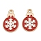 Christmas Theme Alloy Enamel Pendants, Cadmium Free & Lead Free, Light Gold, Snowflake, 19x13x1mm, Hole: 1.6mm