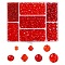 7 Styles Transparent Glass Beads, Bicone & Round, Red, 3~8x3~8.5mm, Hole: 0.8~1.6mm