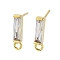 Brass Micro Pave Cubic Zirconia Earring Findings, Long-Lasting Plated, Cadmium Free & Lead Free, Real 18K Gold Plated, Rectangle, Clear, 12x2.5mm, Hole: 1.2mm, Pin: 0.8mm
