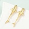 Brass Stud Earrings, Fish, Real 18K Gold Plated, 50x15mm