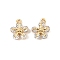 Brass Micro Pave Cubic Zirconia Charms, Flower, Real 18K Gold Plated, Clear, 11x8x4.5mm, Hole: 1mm